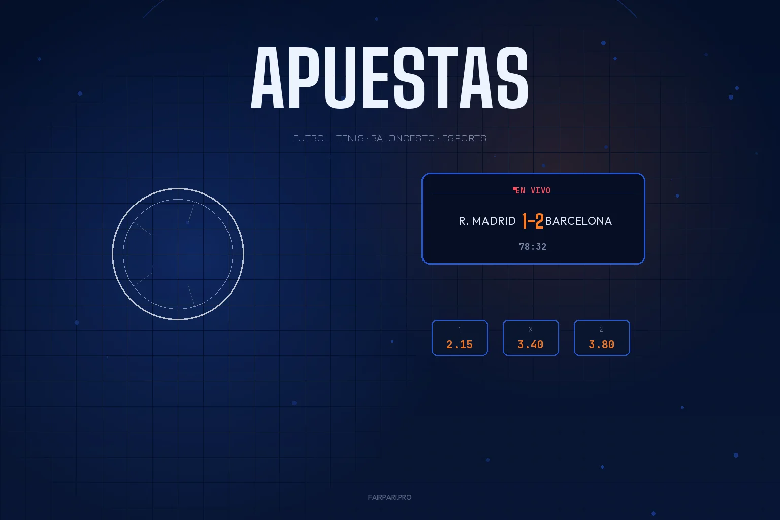 Apuestas deportivas Fairpari con cuotas de futbol en vivo mostrando Real Madrid vs Barcelona