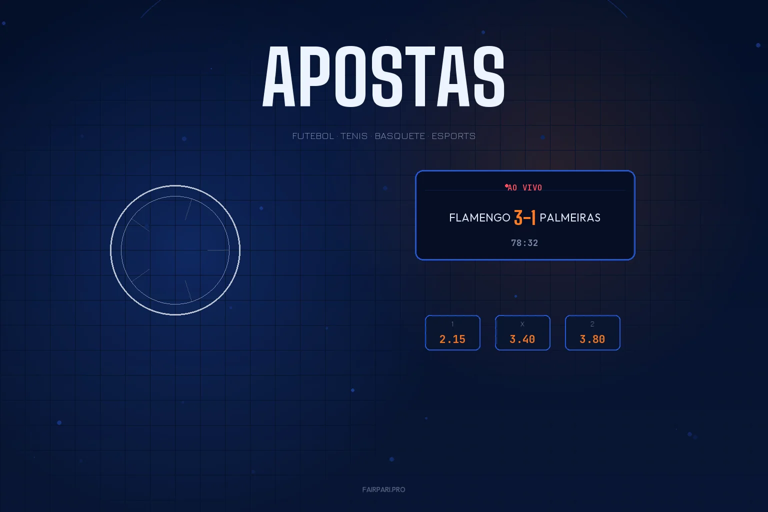 Apostas esportivas Fairpari com odds ao vivo mostrando Flamengo vs Palmeiras